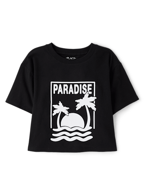 Girls Paradise Relaxed Cropped Graphic Tee