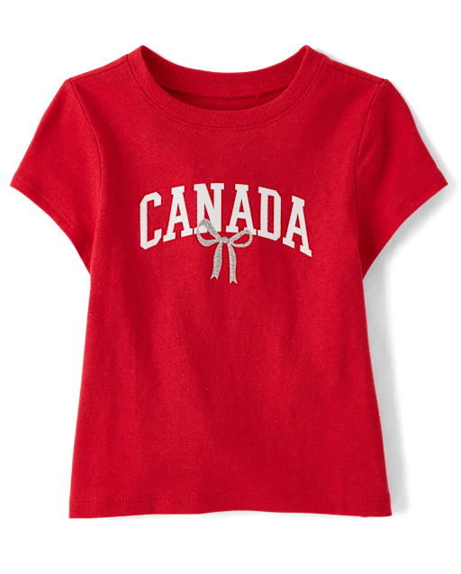 Baby And Toddler Girls Canada Bow Graphic Tee