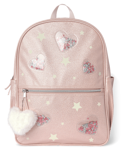 Girls Shimmer Shakey Heart Backpack