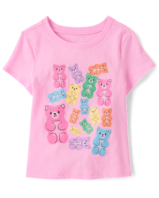 T-shirt graphique ourson bonbon pour bébés et petites filles