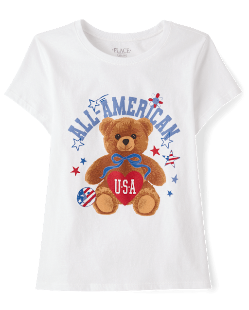 Girls Americana Bear Graphic Tee