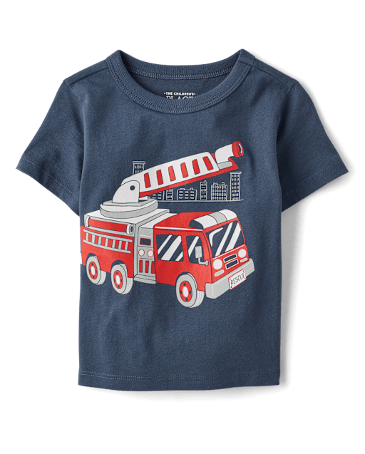 Baby And Toddler Boys Fire Truck Graphic Tee
