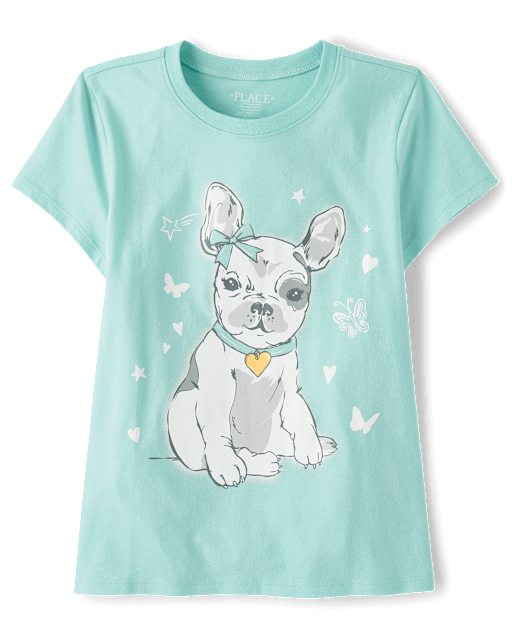 Girls Dog Butterfly Graphic Tee