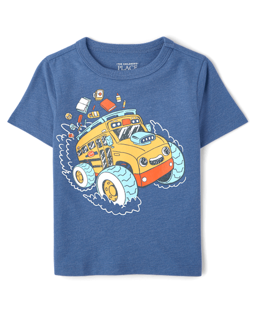 Baby And Toddler Boys School Monster Truck Graphic Tee