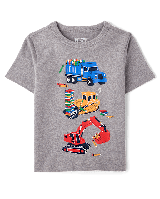 Baby And Toddler Boys School Construction Vehicle Graphic Tee
