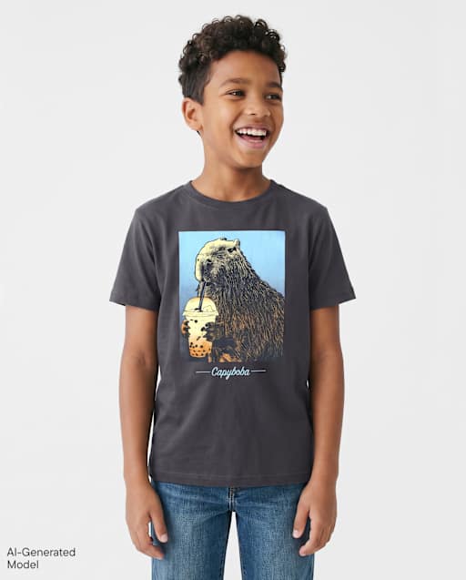 Boys Capybara Drink Graphic Tee