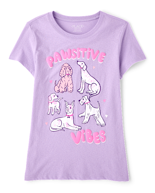 Girls Pawsitive Vibes Graphic Tee