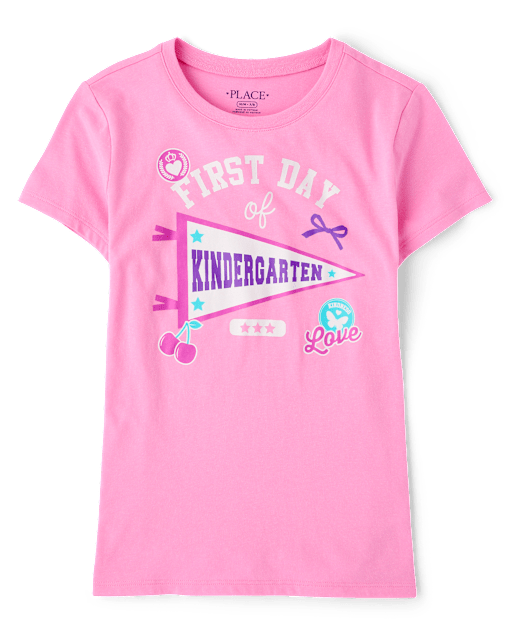 Girls School First Day Of Kindergarten Graphic Tee