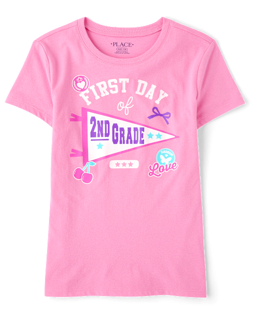 Girls School First Day Of 2nd Grade Graphic Tee