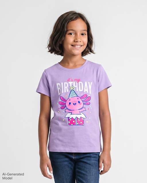 Girls Birthday Axolotl Graphic Tee