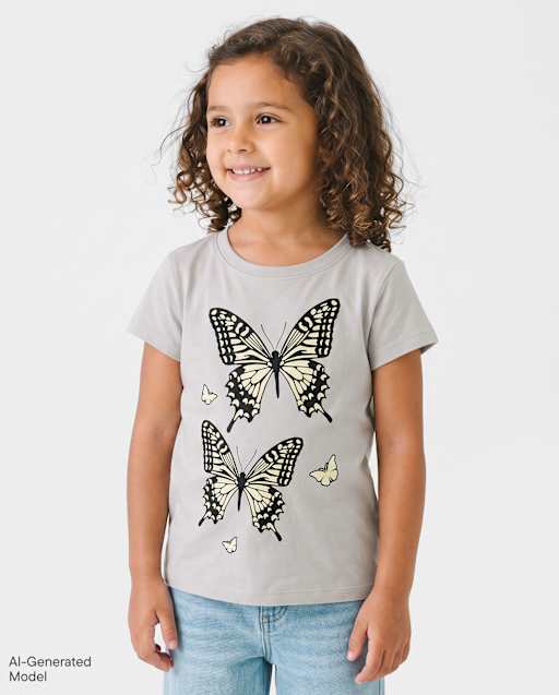 Baby And Toddler Girls Butterfly Graphic Tee