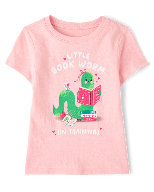 Baby And Toddler Girls Book Worm Graphic Tee
