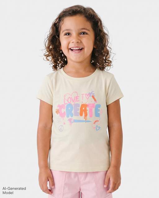 Baby And Toddler Girls School Love To Create Graphic Tee