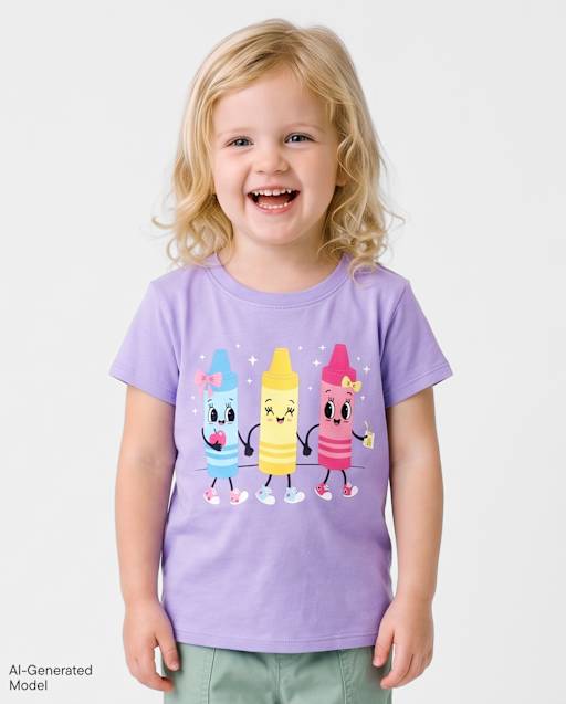 Baby And Toddler Girls School Crayons Graphic Tee