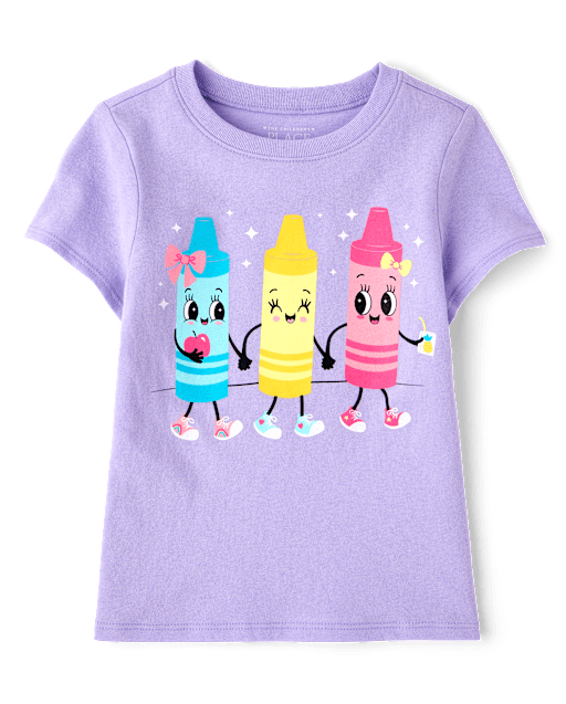 Baby And Toddler Girls School Crayons Graphic Tee