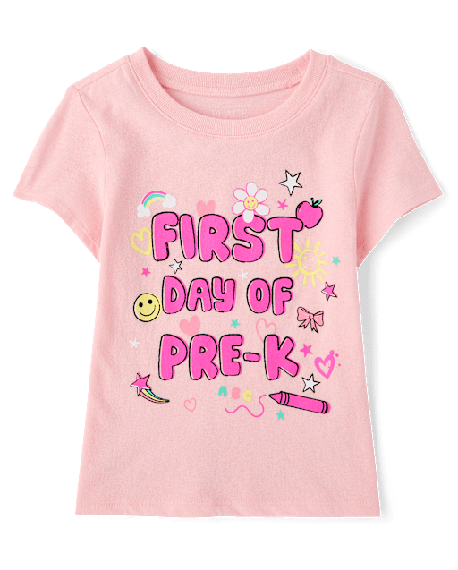 Toddler Girls School First Day Of Pre-K Graphic Tee