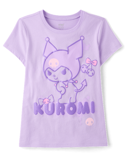 Girls Kuromi Metallic Puff Print Graphic Tee