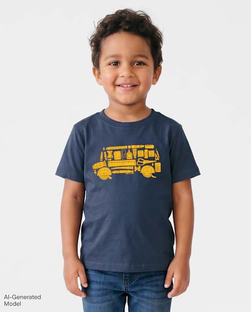Baby And Toddler Boys School Bus Graphic Tee