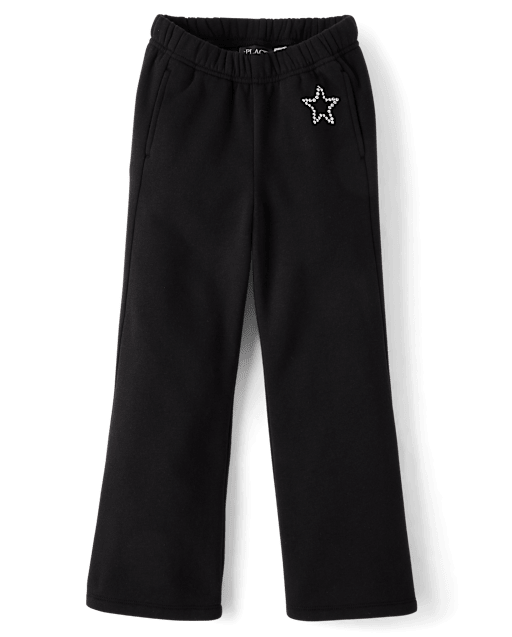 Girls Embellished Premium Fleece Wide Leg Sweatpants