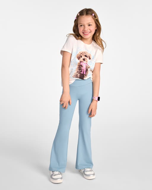 Girls Quick Dry V-Waist Flare Leggings