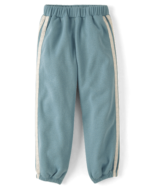 Girls Lace Side Stripe Premium Fleece Baggy Jogger Pants