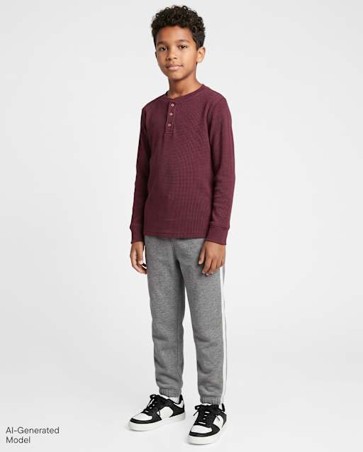 Boys Side Stripe Premium Fleece Jogger Pants