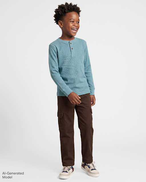 Boys Textured Baggy Pull On Cargo Pants
