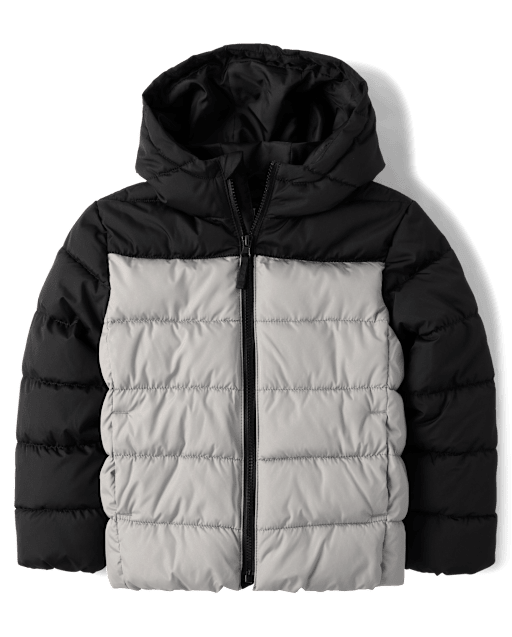 Boys Colorblock Hooded Puffer Jacket
