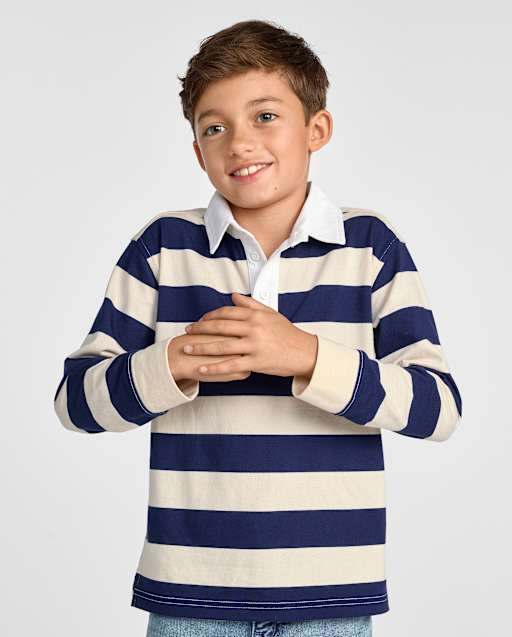 Boys Striped Rugby Polo