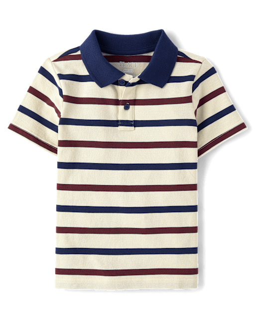 Boys Striped Soft Pique Polo