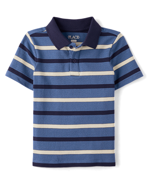 Boys Striped Soft Pique Polo