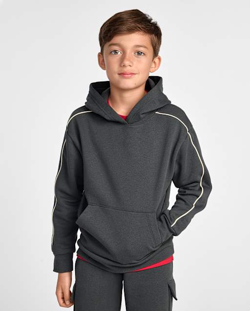 Boys Side Stripe Premium Fleece Hoodie