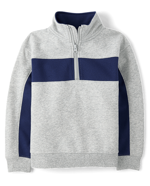 Boys Colorblock Premium Fleece Quarter Zip Pullover