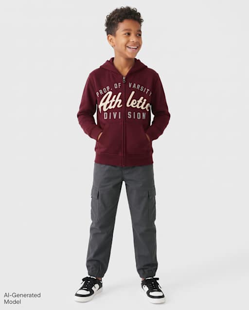 Boys Poplin Pull On Cargo Jogger Pants