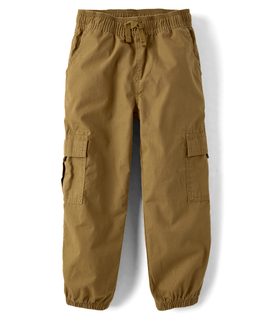 Boys Poplin Pull On Cargo Jogger Pants