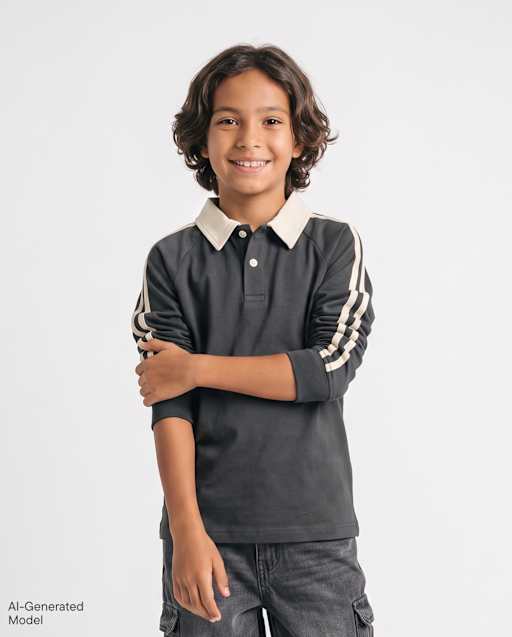 Boys Side Stripe Rugby Polo