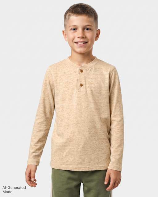 Boys Marled Henley Top