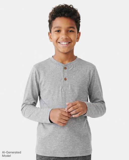 Boys Marled Henley Top