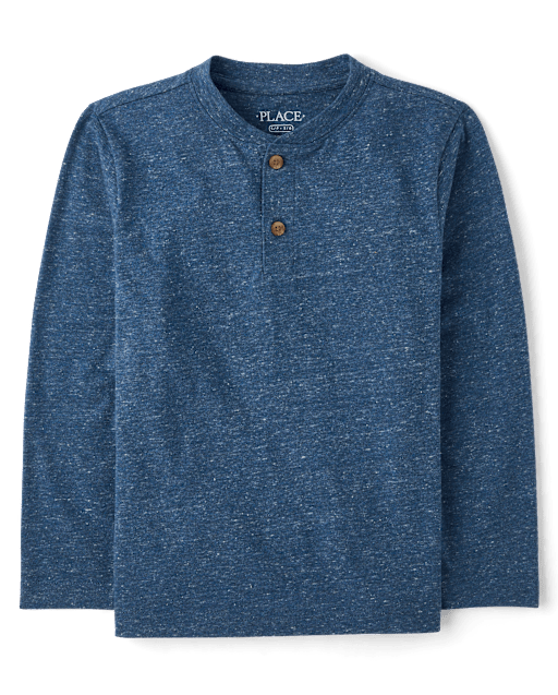Boys Marled Henley Top
