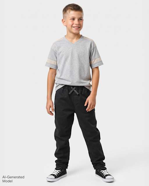 Boys Roll Cuff Pull On Chino Pants