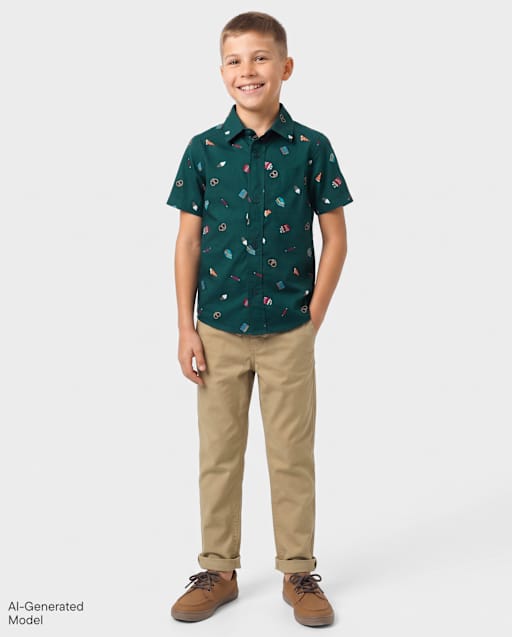 Boys Roll Cuff Pull On Chino Pants