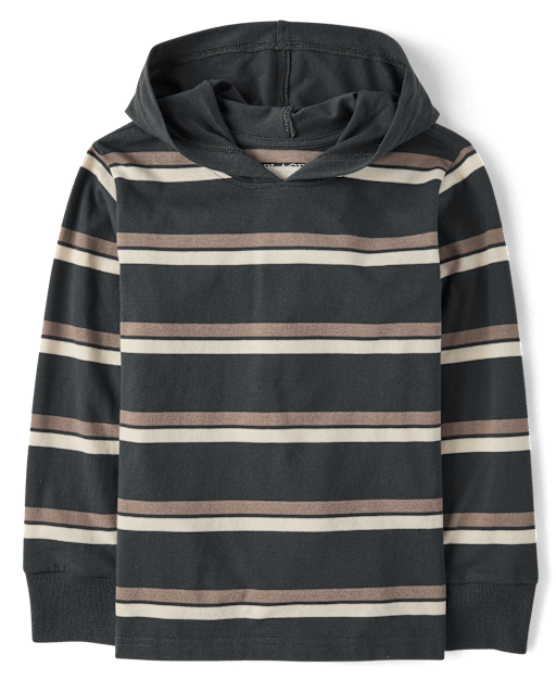 Boys Striped Hooded Top