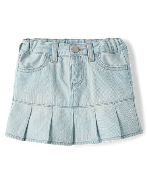 Toddler Girls Denim Pleated Skort