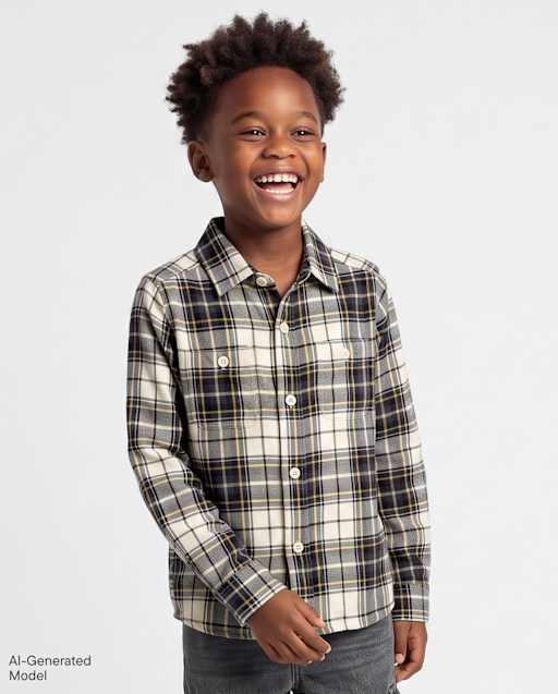 Chemise à carreaux en flanelle pour garçon