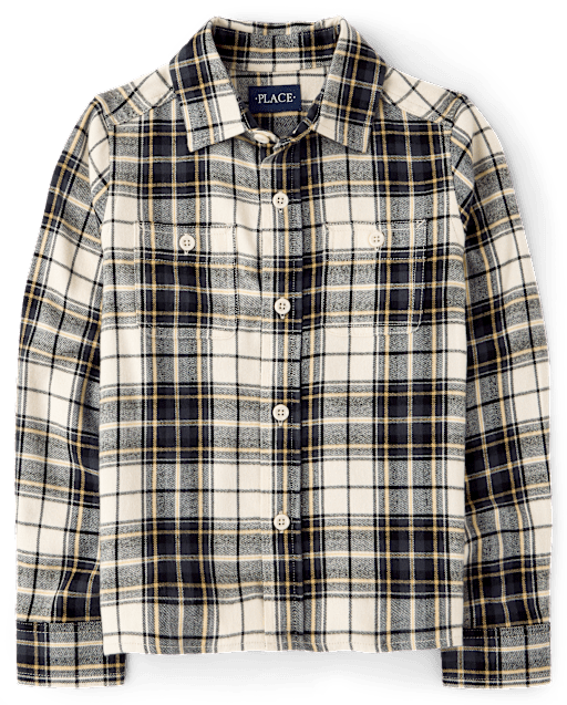 Boys Plaid Flannel Button Up Shirt
