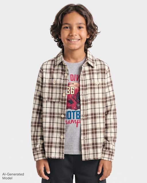 Chemise à carreaux en flanelle pour garçon
