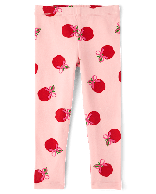 Baby And Toddler Girls Apple Bow Leggings