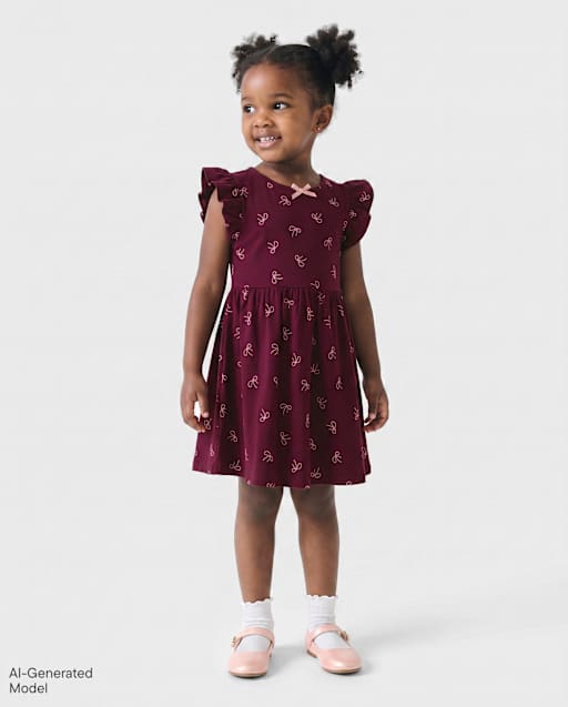 Baby And Toddler Girls Bow Flutter Dress