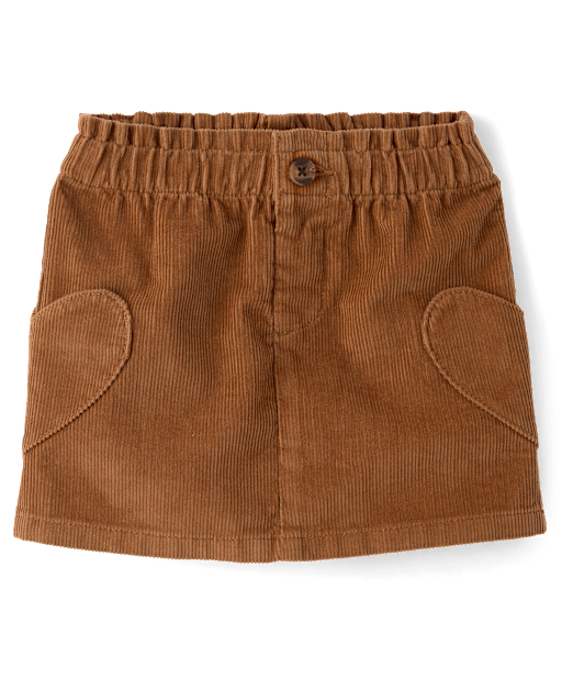 Toddler Girls Heart Pocket Corduroy Skirt