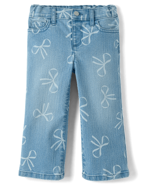 Toddler Girls Bow Wide Leg Jeans